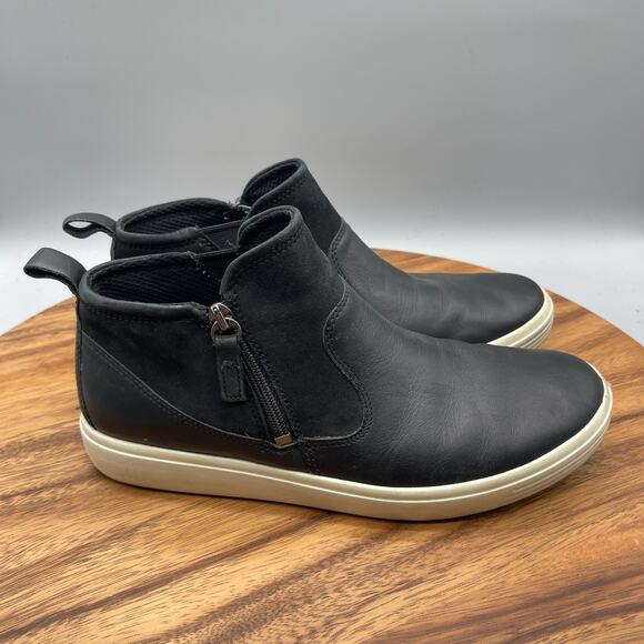 ECCO Soft 7 Boots Wiomens 8 / 39 Low Cut Booties Black Leather Comfort Casual - Picture 1 of 8